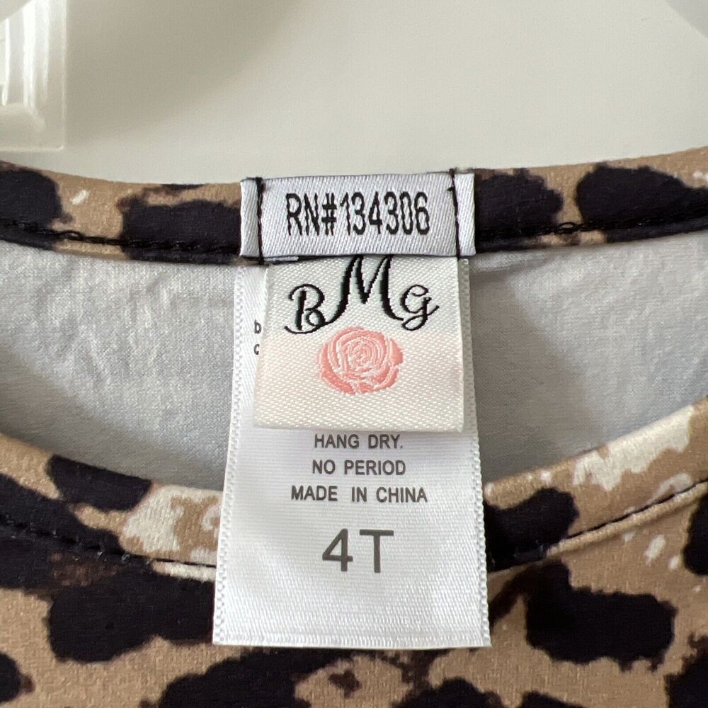 BMJ Holiday Dress Animal Print, Contrasting Ruffle With Appliqued Santa NWNT - Picture 5 of 7